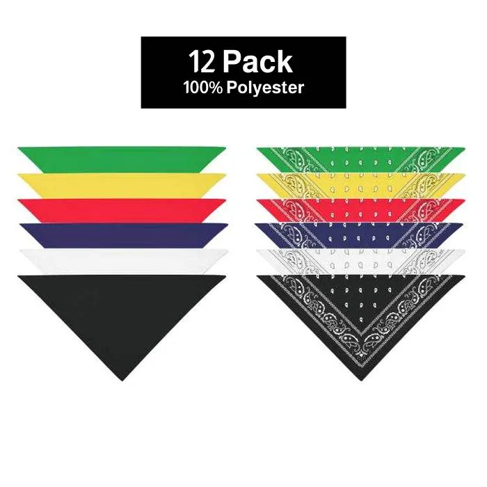 12 Pack POLYESTER Dog Bandanas