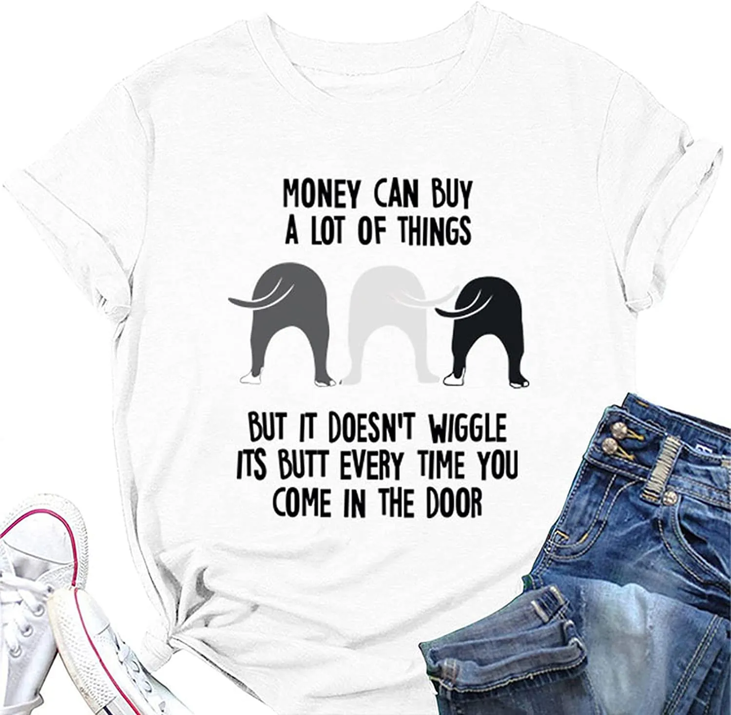 Dog Owner Shirt Women Money Can Buy A Lot of Things Dog Lover Short Sleeve T-Shirt