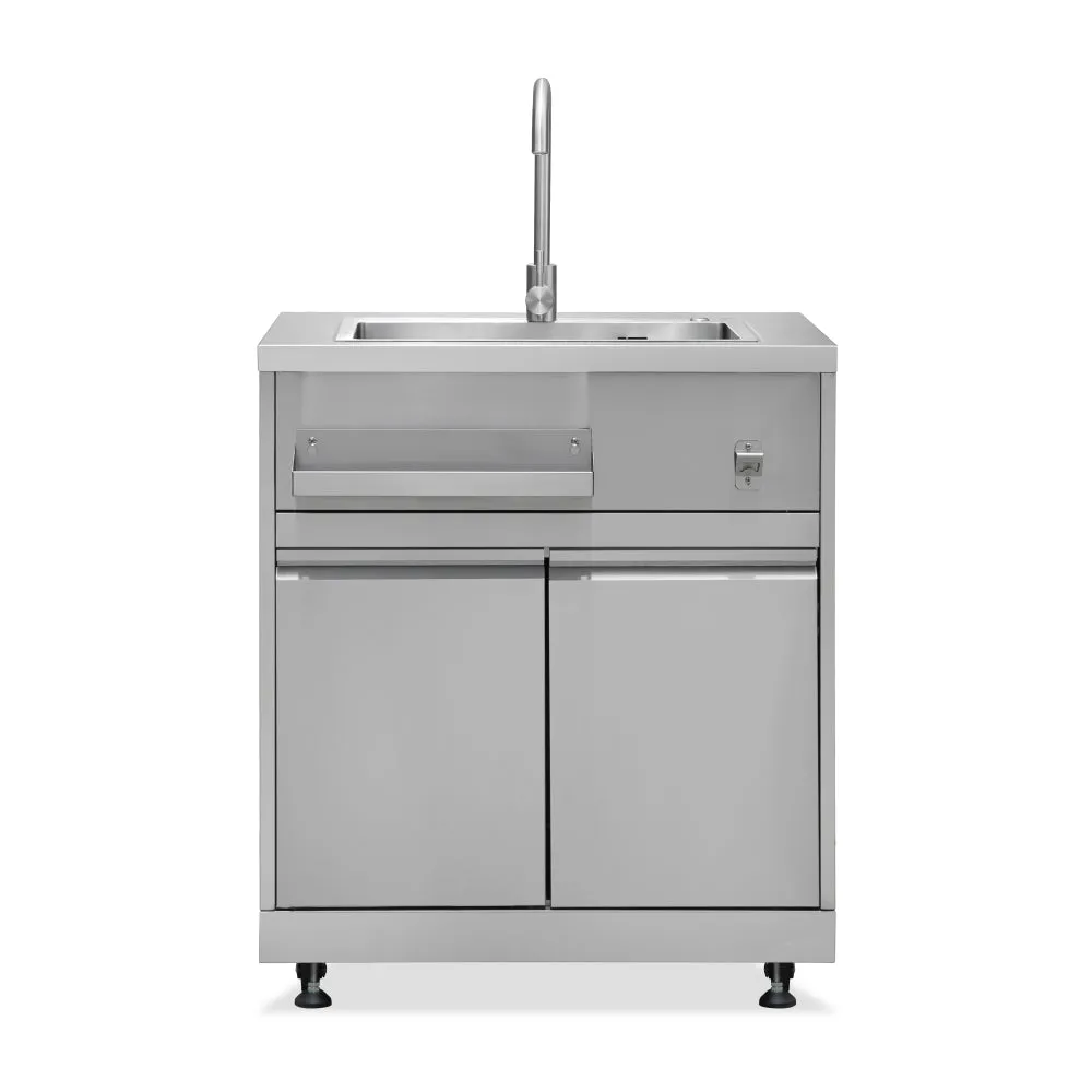 Nella 32" x 26" Stainless Steel Hand Sink Cabinet Stand With Faucet, Water Pipe, 2-Door Storage And Tray - 47961