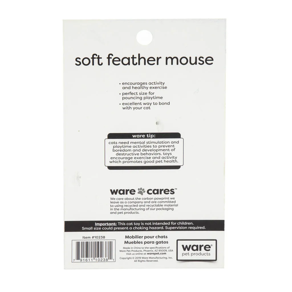 Ware Soft Feather Mouse with Catnip Cat Toy, 1 count